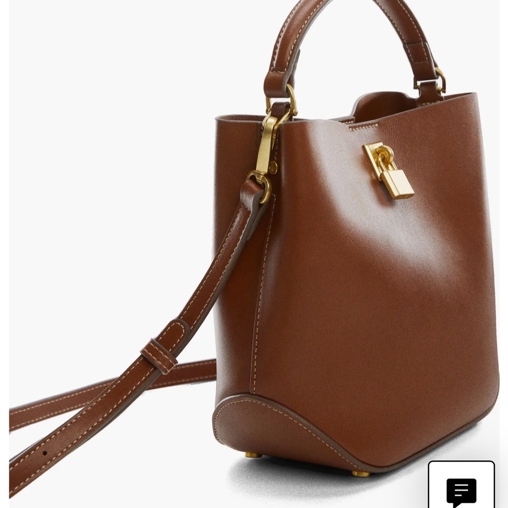 Mango Brown Crossbody Bag with Gold Accents